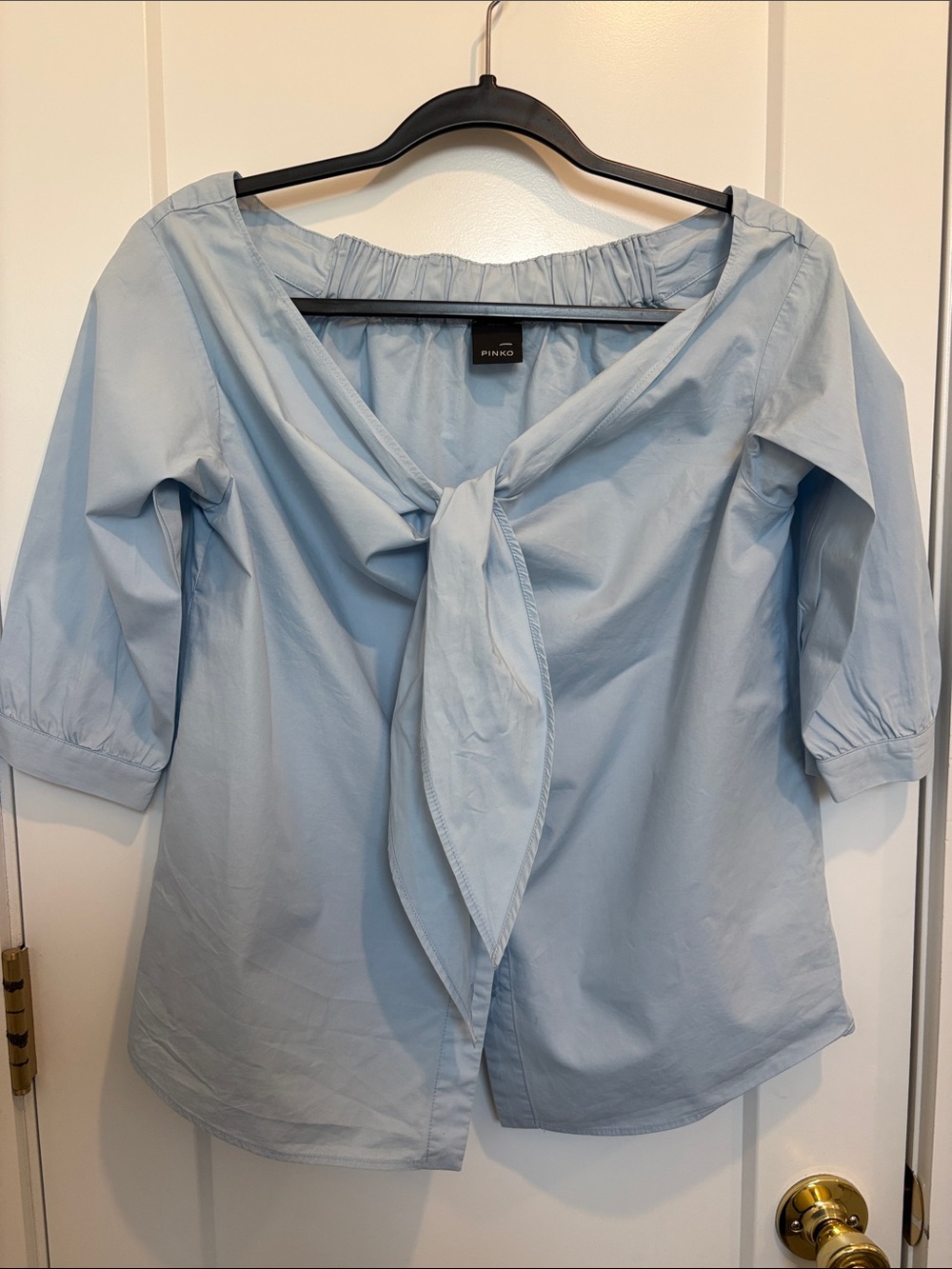 Pinko Light Blue Tie-Front Blouse